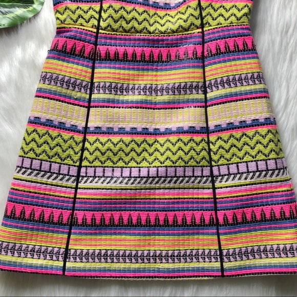 Milly Rare Neon Woven Aztec Striped Mini Dress - Picture 8 of 12